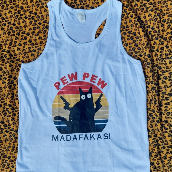 Funny Cat Tank Top - Pew Pew - Picture 3 of 4